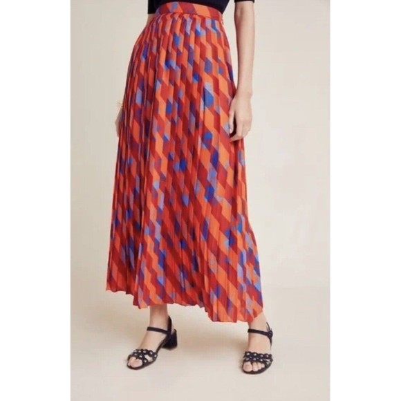 Anthropologie Red and Blue Maxi Skirt - Picture 2 of 12
